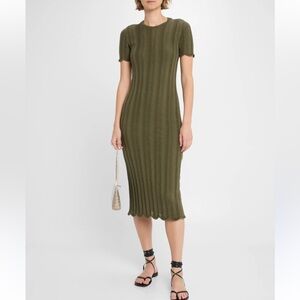 Neiman Marcus Tanya Taylor Leighton Wave Crochet Knit Sheath Midi Dress Medium